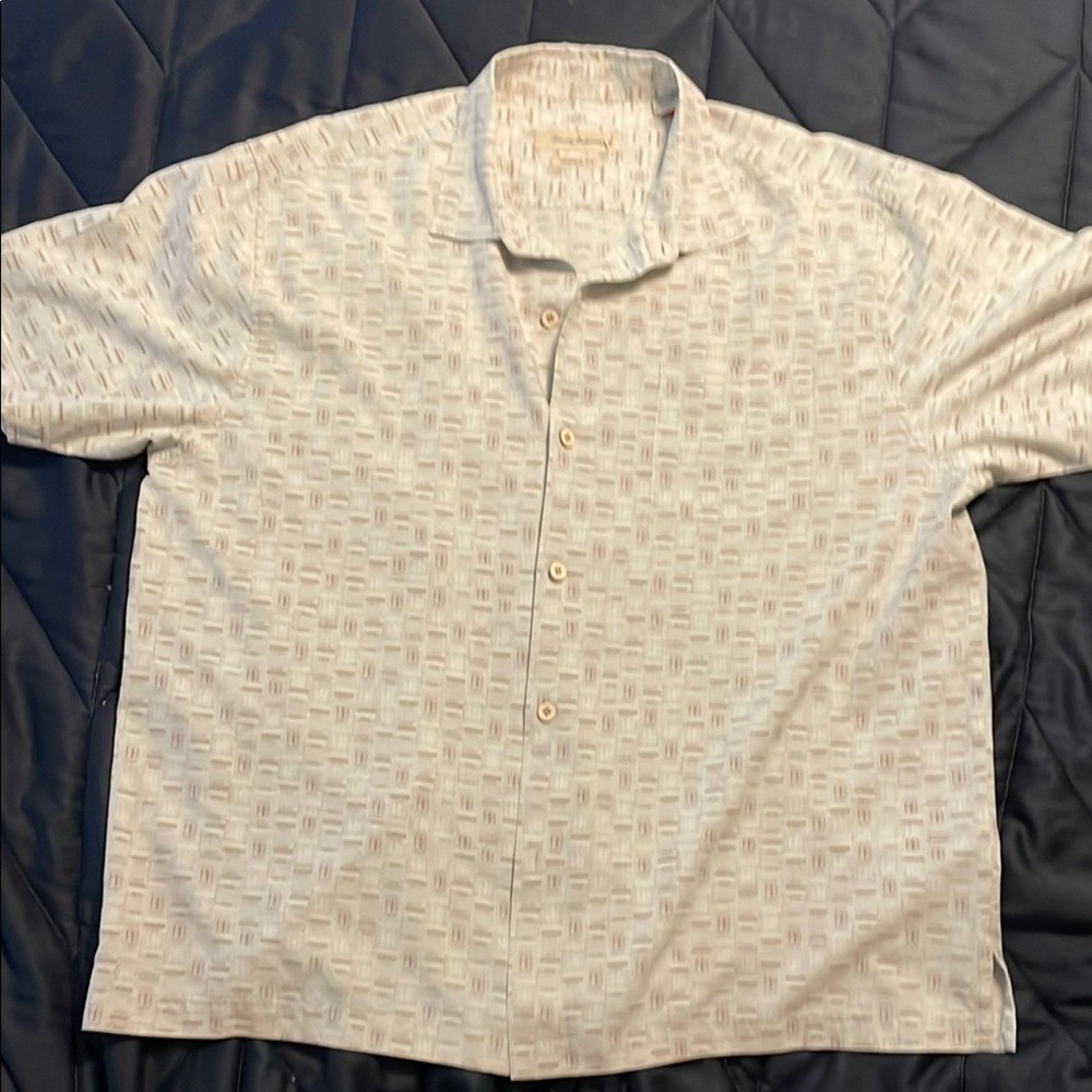 Tommy Bahama Silk Blend Cream Casual Button Down Shirt‎ XXL